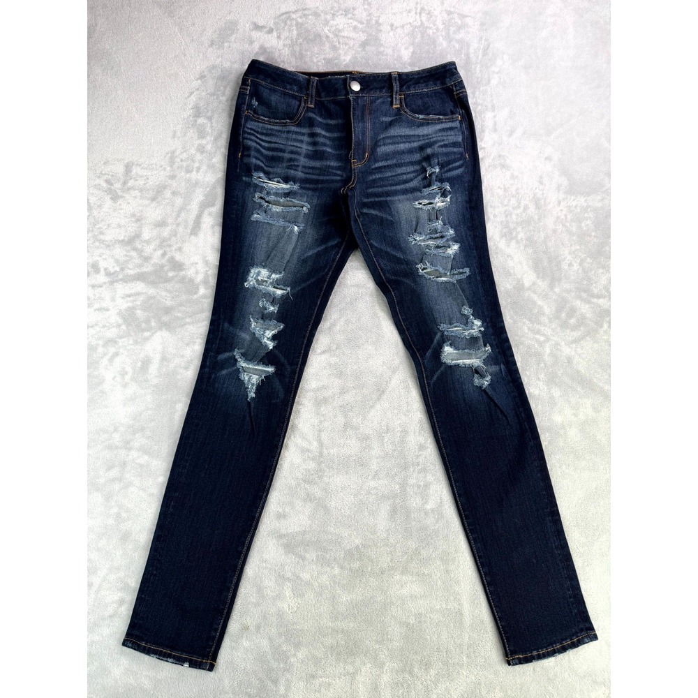 American Eagle Outfitters Skinny Jeans Womens 12 X-Long Blue Super Stretch